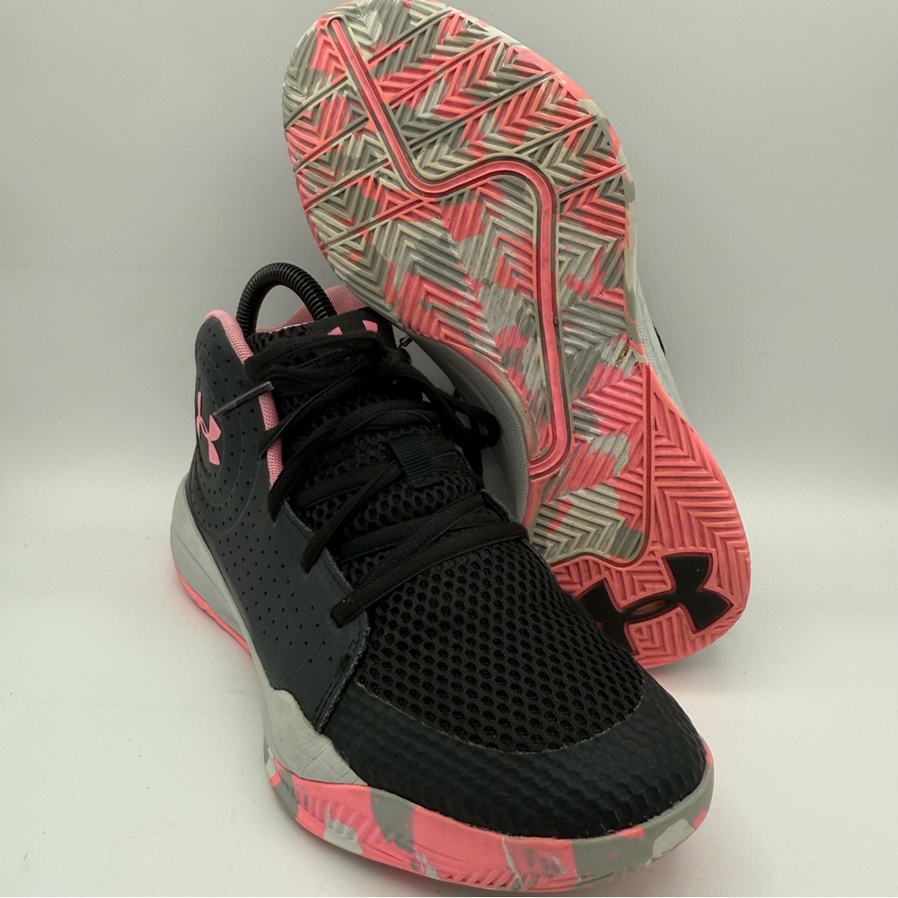 Youth Kids Under Armour GS Jet Black Pink Basketball Shoes Athletic 2020 Size 6Y